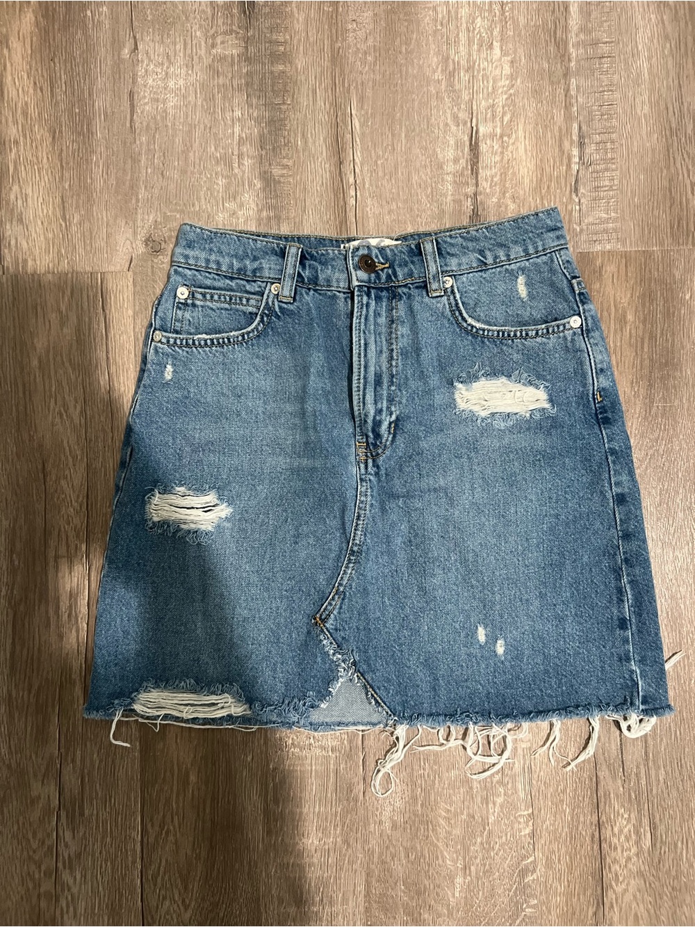 We The Free - Blue Distressed Denim Skirt